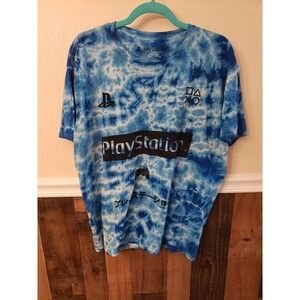 Playstation Logo Men's Tye Dye T-Shirt Blue Size LARGE‎